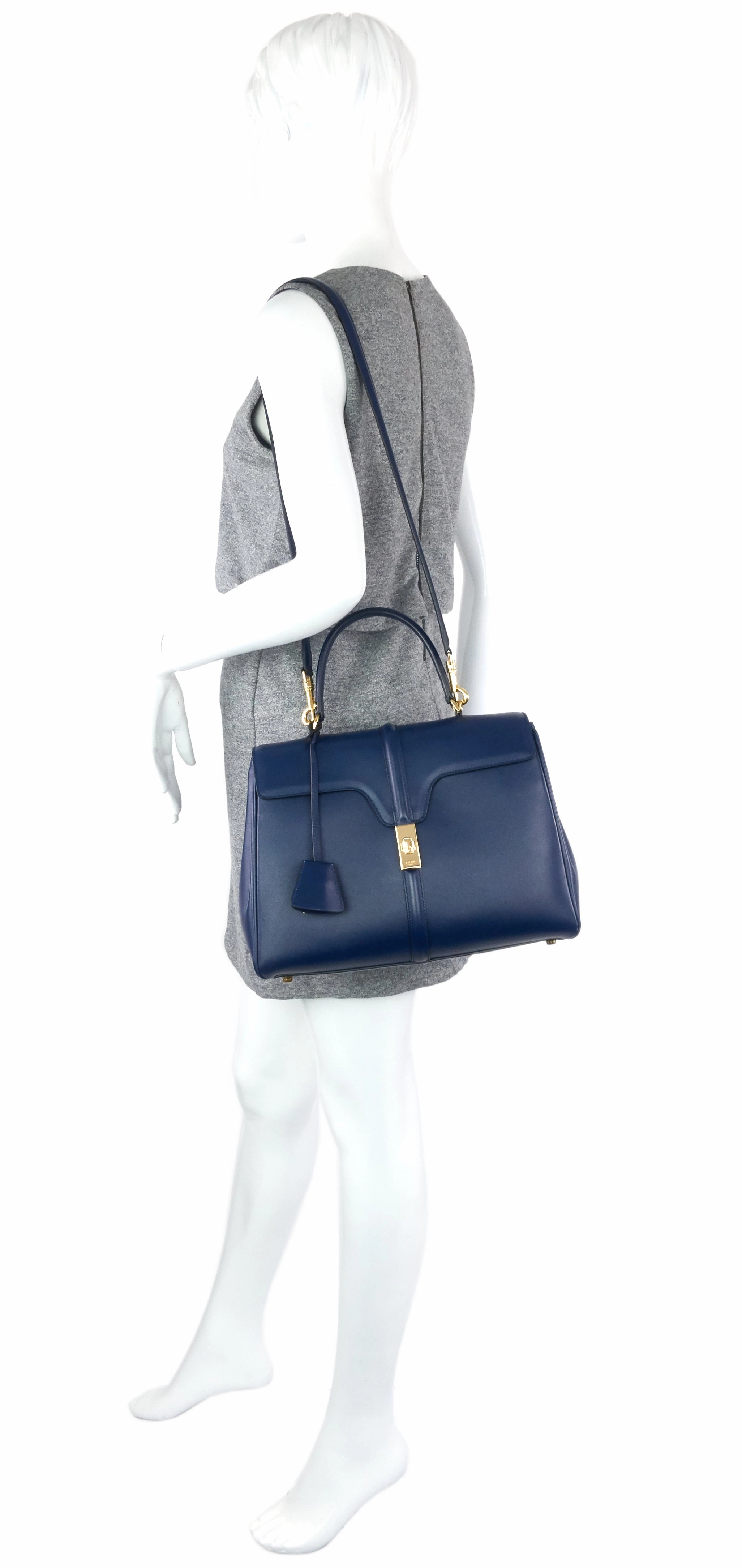 16 Medium Top Handle Satinated Calfskin Bag