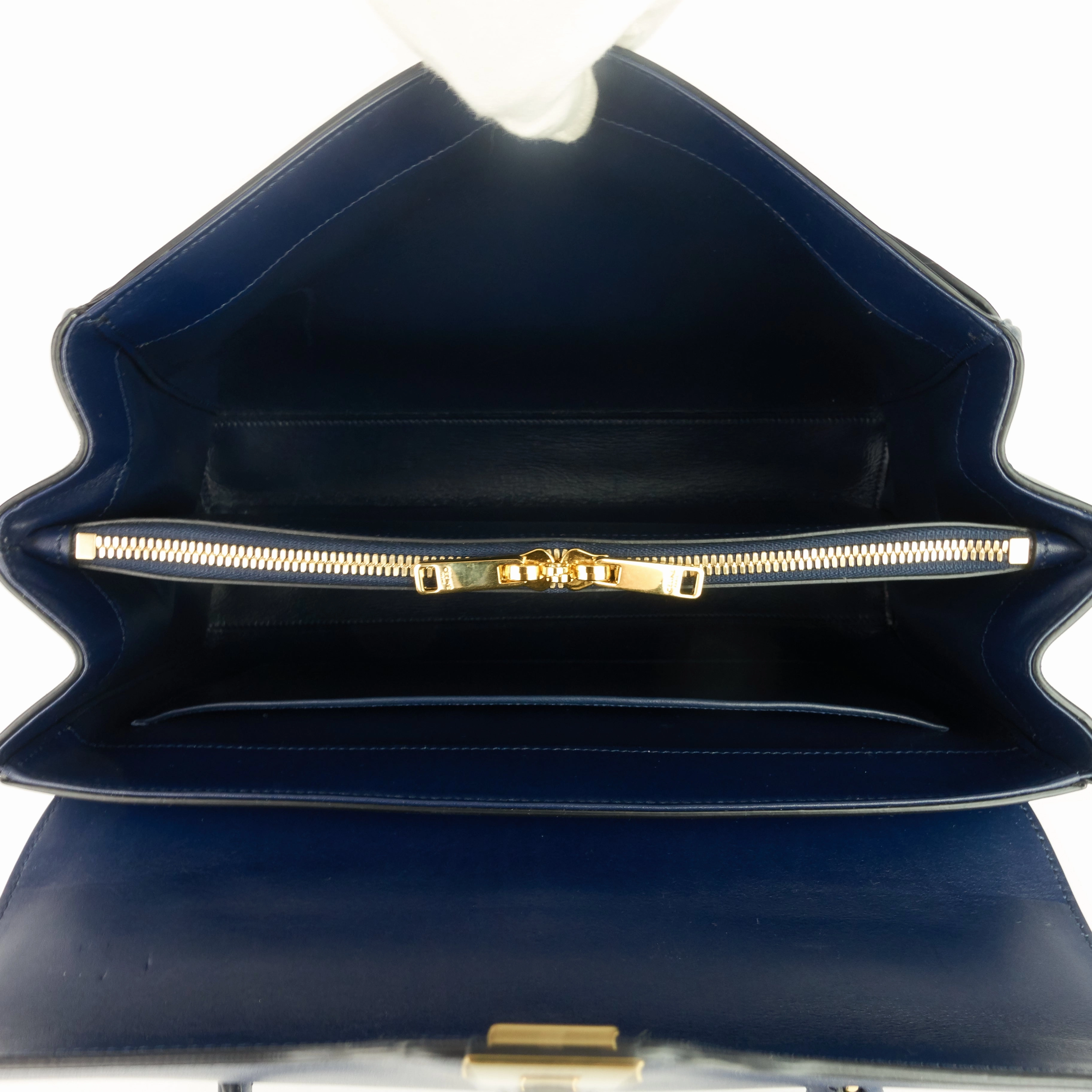16 Medium Top Handle Satinated Calfskin Bag