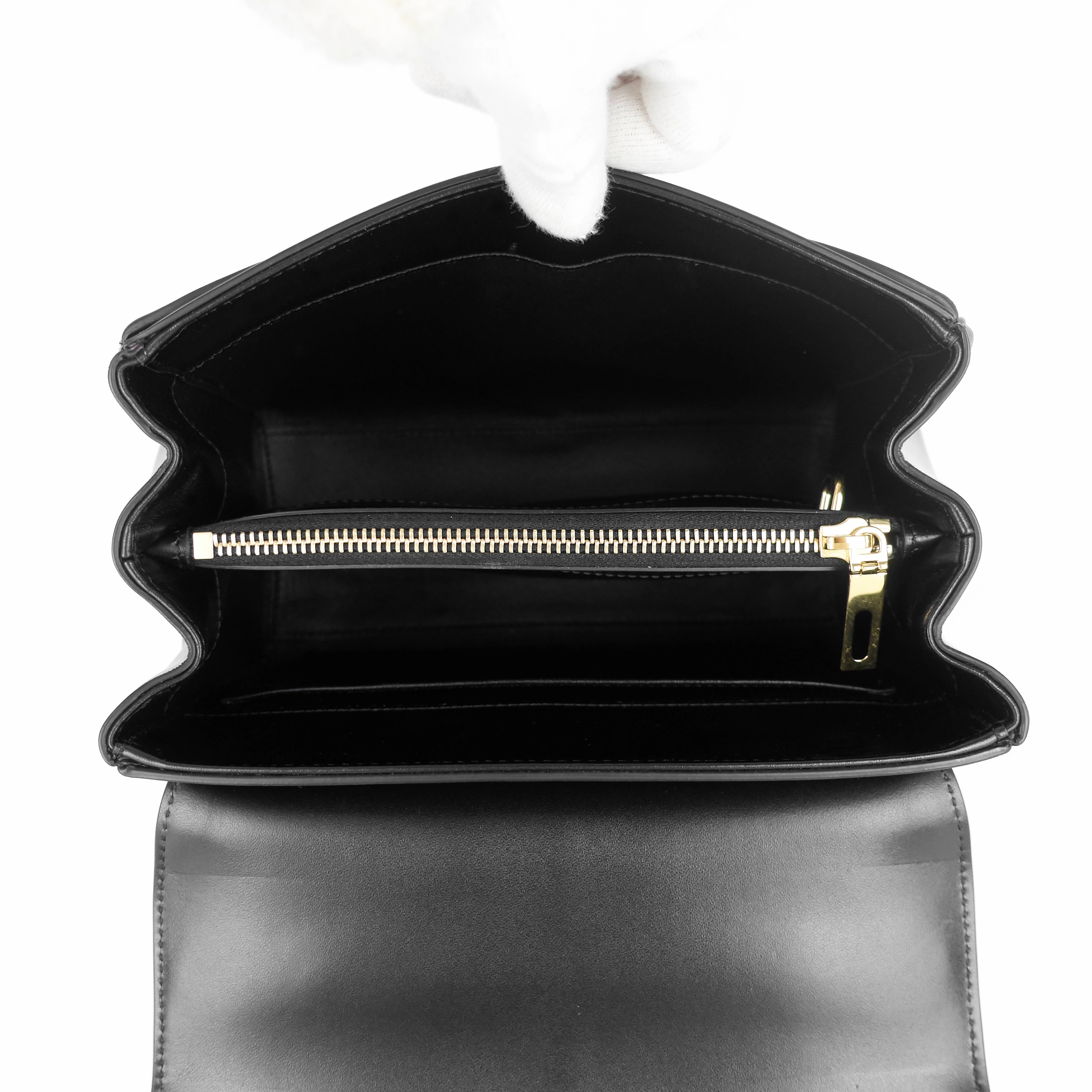 16 Top Handle Small Satinated Leather Bag