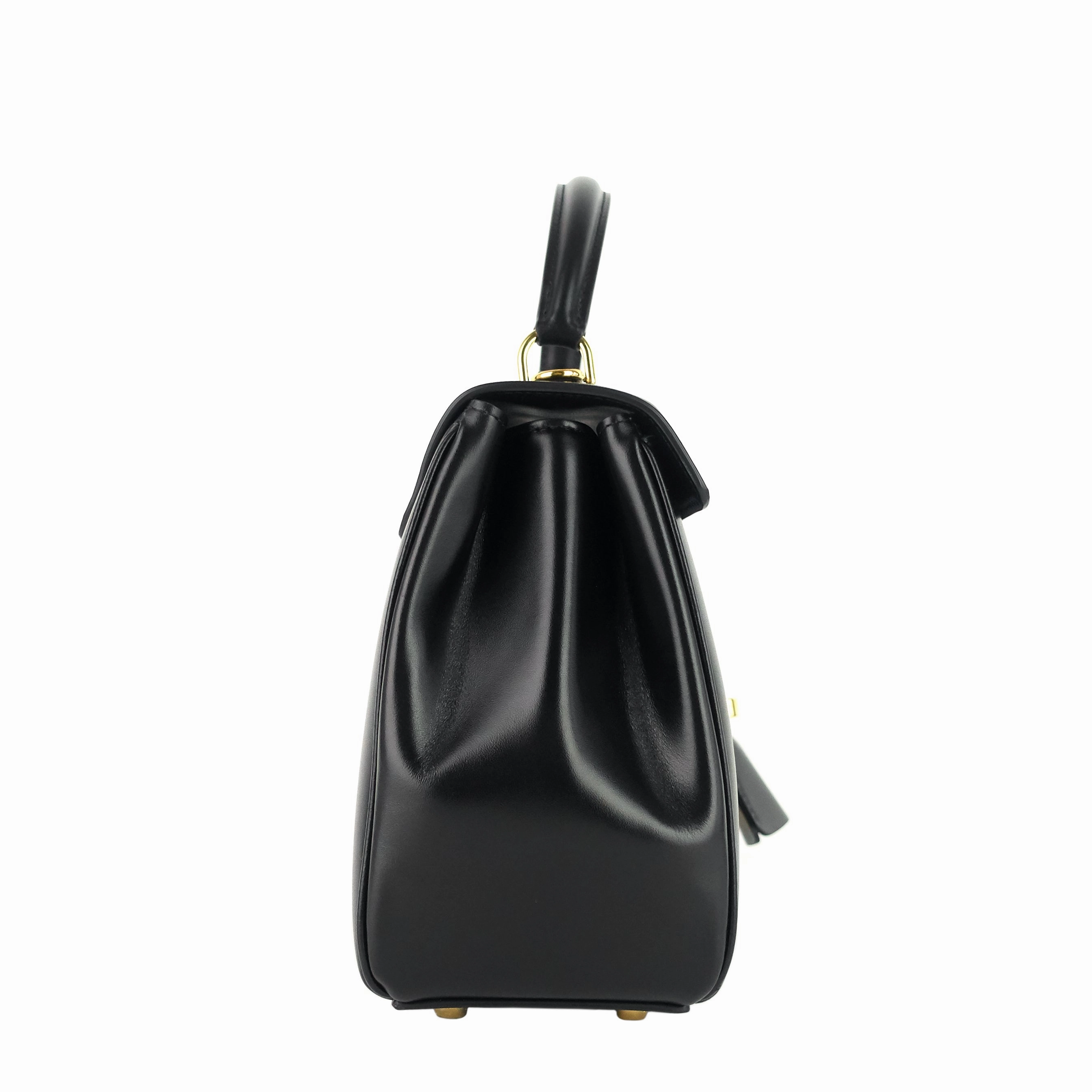 16 Top Handle Small Satinated Leather Bag