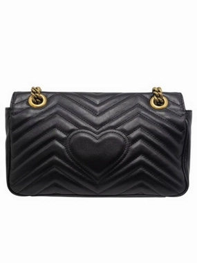 443497 GG Marmont Matelasse Small Black Leather Gold Chain Shoulder Bag