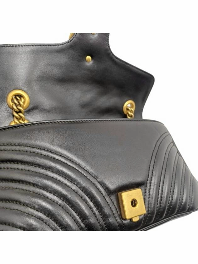 443497 GG Marmont Matelasse Small Black Leather Gold Chain Shoulder Bag
