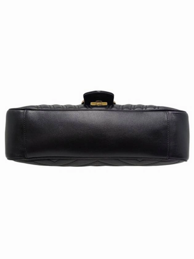 443497 GG Marmont Matelasse Small Black Leather Gold Chain Shoulder Bag