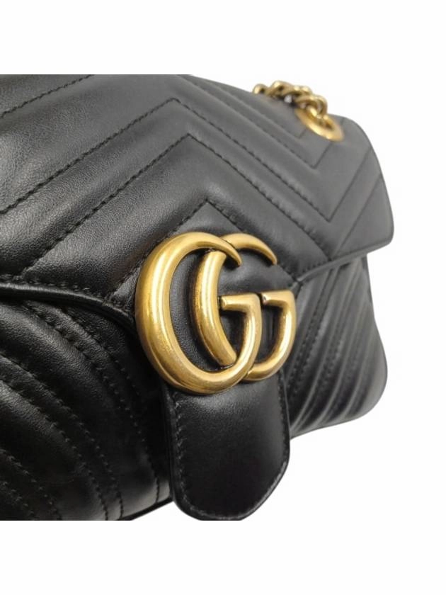 443497 GG Marmont Matelasse Small Black Leather Gold Chain Shoulder Bag