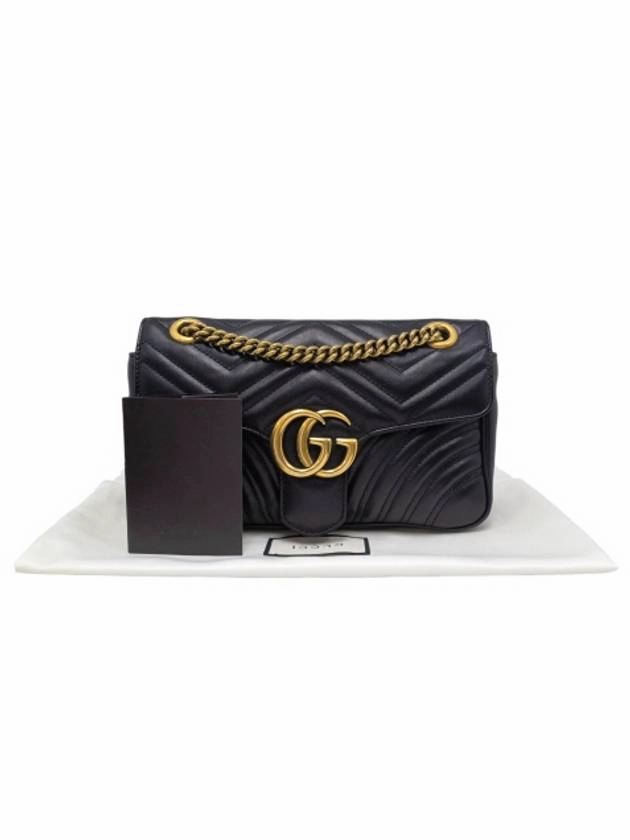 443497 GG Marmont Matelasse Small Black Leather Gold Chain Shoulder Bag