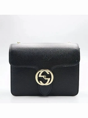 510304 GG logo black interlocking chain shoulder and crossbag