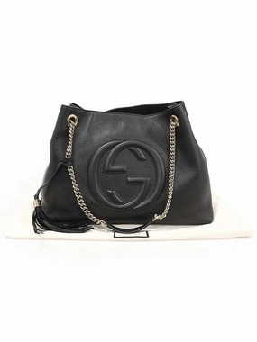 536196 Black leather gold plated Soho tassel shoulder bag