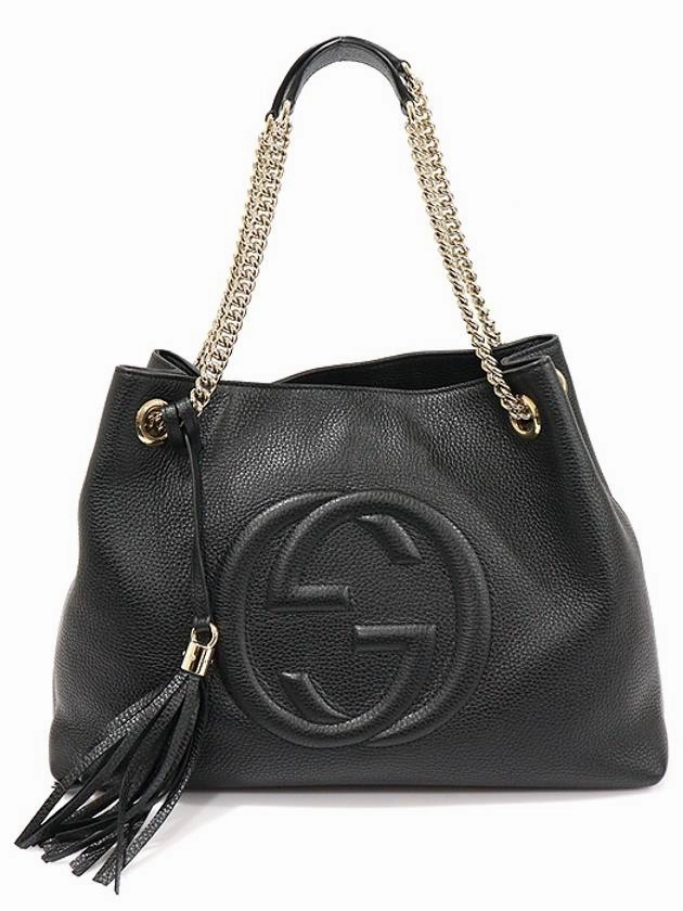 536196 Black leather gold plated Soho tassel shoulder bag