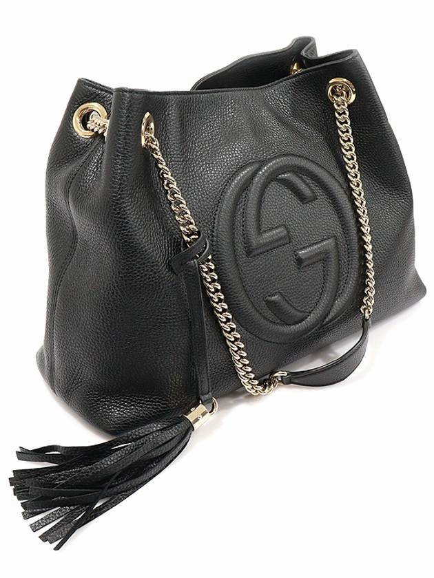 536196 Black leather gold plated Soho tassel shoulder bag