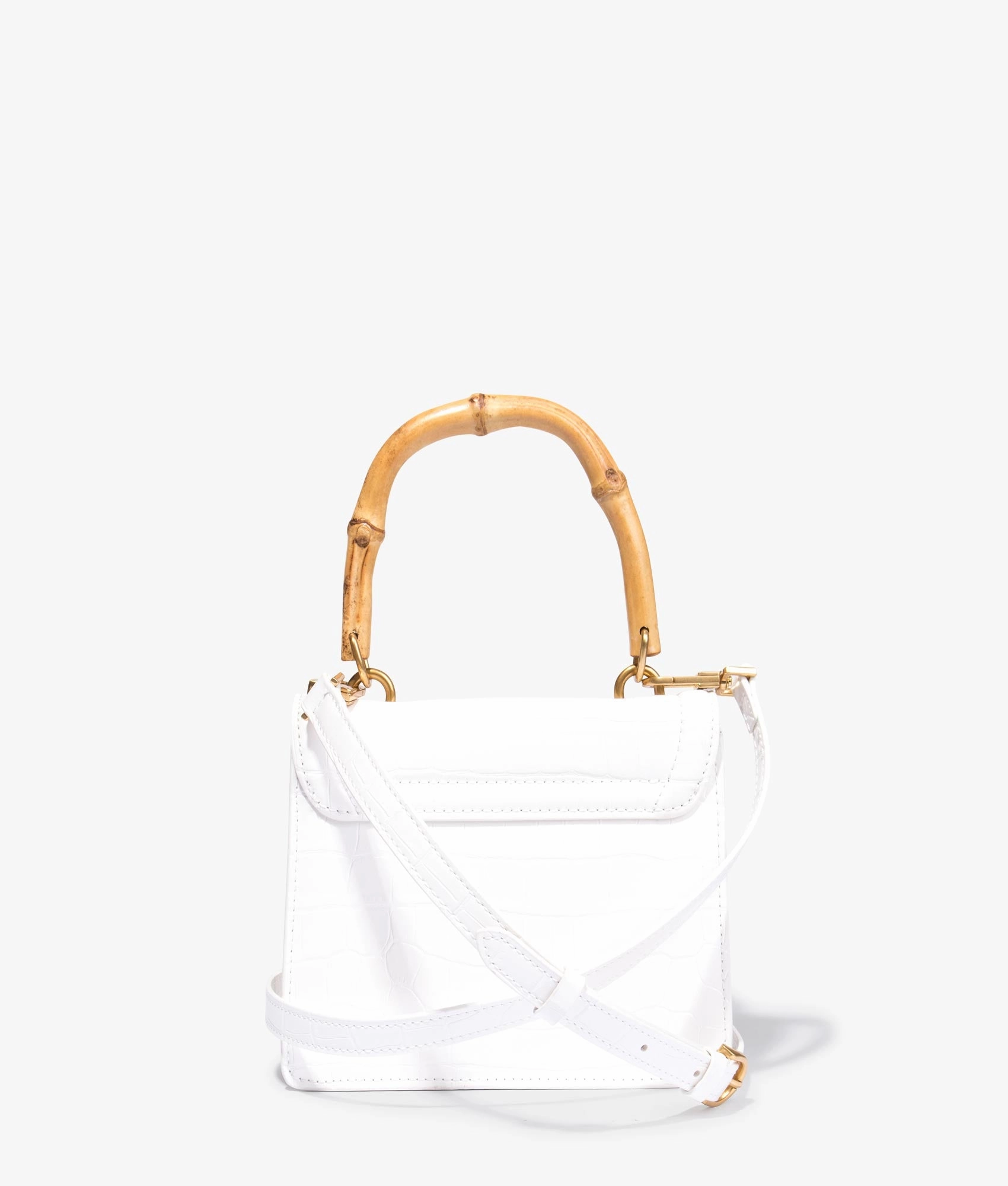 Aalicce crock effect bamboo handle mini bag in ivory