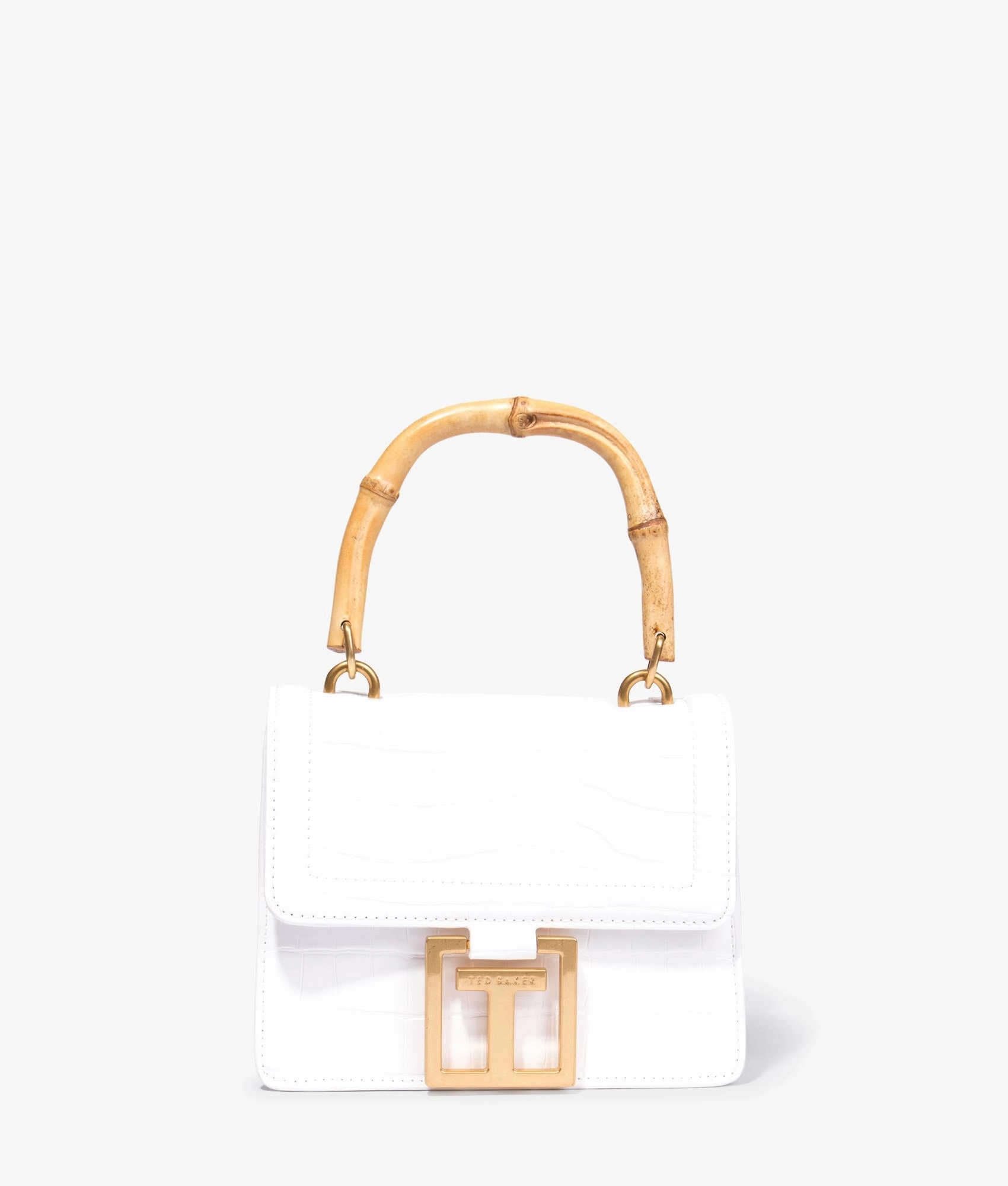 Aalicce crock effect bamboo handle mini bag in ivory