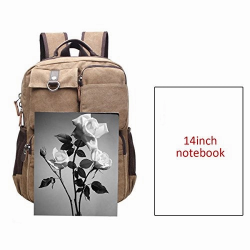 ABage Men's 15.6" Laptop Backpack College Book Bag Travel Daypack Canvas Rucksack, Khaki