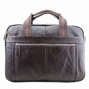 ABage Men's Leather Briefcase Shoulder Business Laptop Messenger Bags Tote Coffee