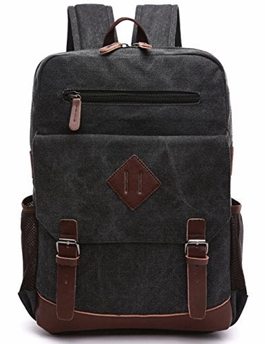 Aidonger Vintage Canvas Laptop Backpack School Backpack (Black)