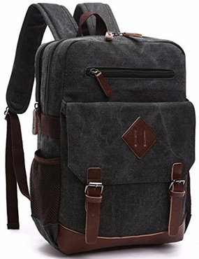 Aidonger Vintage Canvas Laptop Backpack School Backpack (Black)