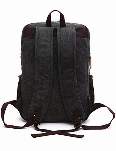 Aidonger Vintage Canvas Laptop Backpack School Backpack (Black)