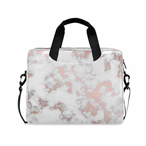 ALAZA Rose Gold Marble Look Laptop Case Bag Sleeve Portable Crossbody Messenger Briefcase w/Strap Handle, 13 14 15.6 inch