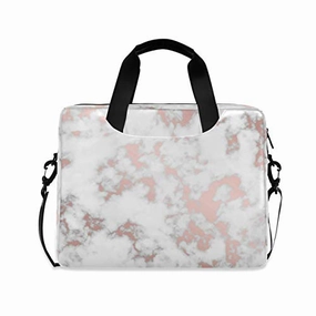 ALAZA Rose Gold Marble Look Laptop Case Bag Sleeve Portable Crossbody Messenger Briefcase w/Strap Handle, 13 14 15.6 inch