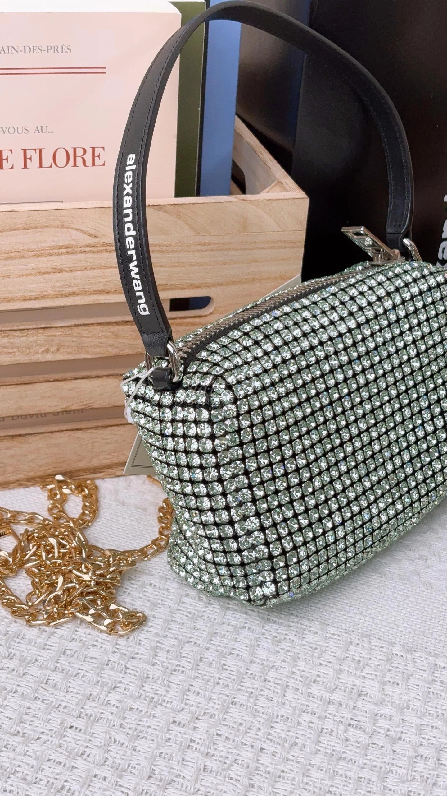 Alexander Wang Green Crystal Heiress Shoulder Bag