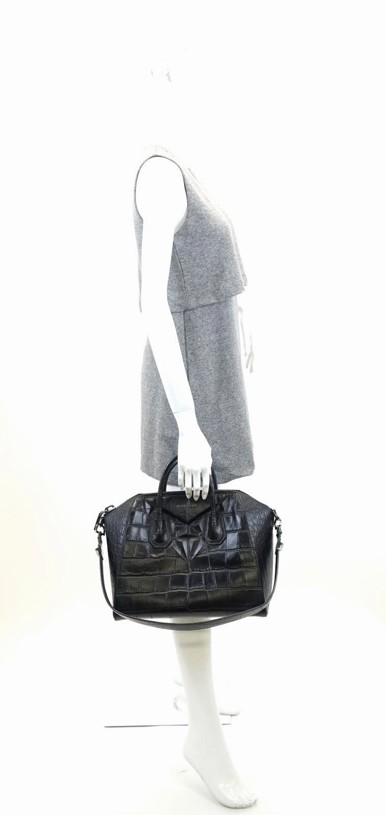 Antigona Crocodile Embossed Calf Leather Medium Bag