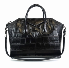 Antigona Crocodile Embossed Calf Leather Medium Bag