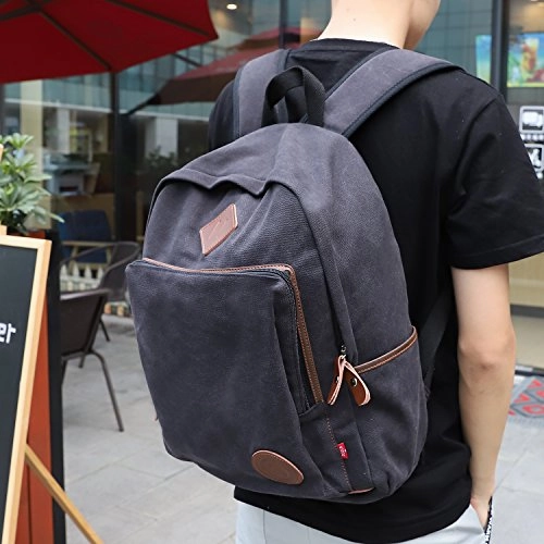 AUGUR Canvas Backpack,Casual Vintage Laptop Backpack, Lightweight School Daypack for Men Women