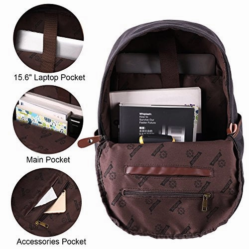 AUGUR Canvas Backpack,Casual Vintage Laptop Backpack, Lightweight School Daypack for Men Women