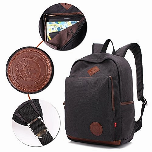 AUGUR Canvas Backpack,Casual Vintage Laptop Backpack, Lightweight School Daypack for Men Women