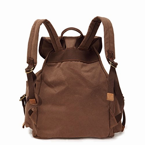 AUGUR Vintage Canvas School Laptop Backpack for Student,Hiking Daypacks (Coffee)