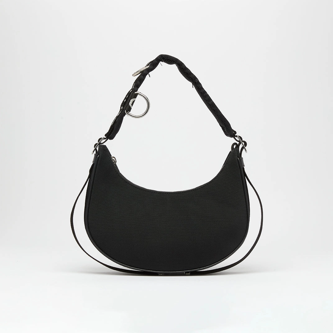 Ava Trekking Shoulder Bag in Black Canvas
