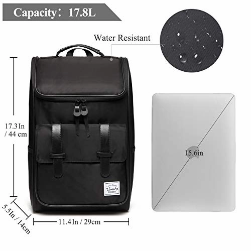 Backpack for men,Vaschy Vintage Water Resistant Daypack Rucksack College School Backpack with Padded 15.6 inch Laptop Compartment