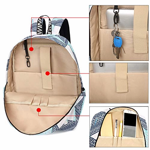 Backpack for Teens, Fashion Geometric Pattern Laptop Backpack College Bags Women Shoulder Bag