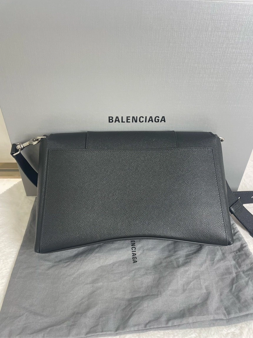 Balenciaga Hourglass Black Leather Shoulder Bag