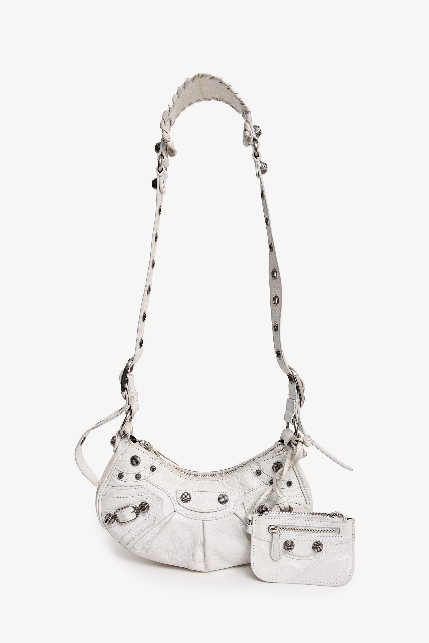Balenciaga White Leather XS Le Cagole Crossbody Bag (As Is)