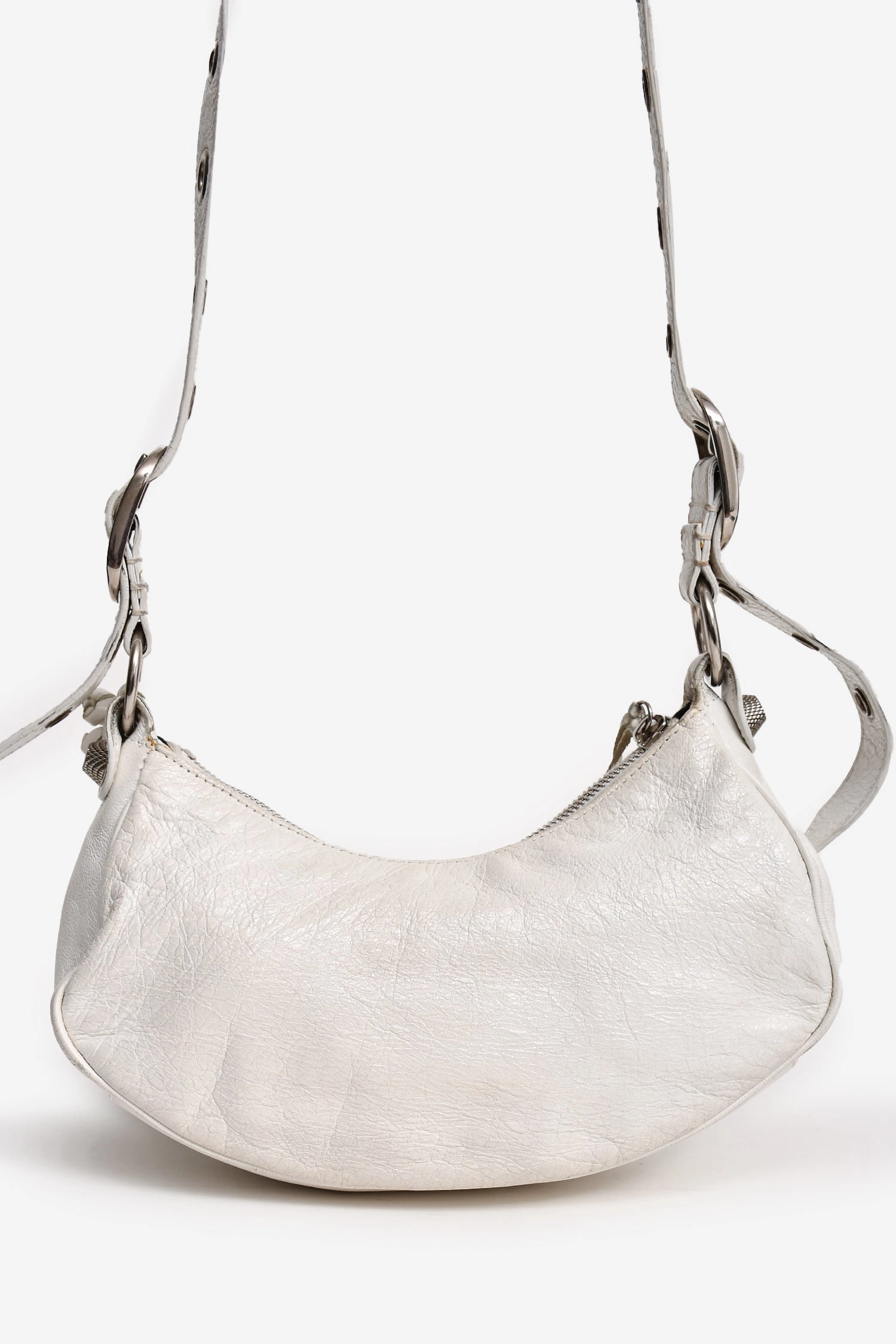 Balenciaga White Leather XS Le Cagole Crossbody Bag (As Is)