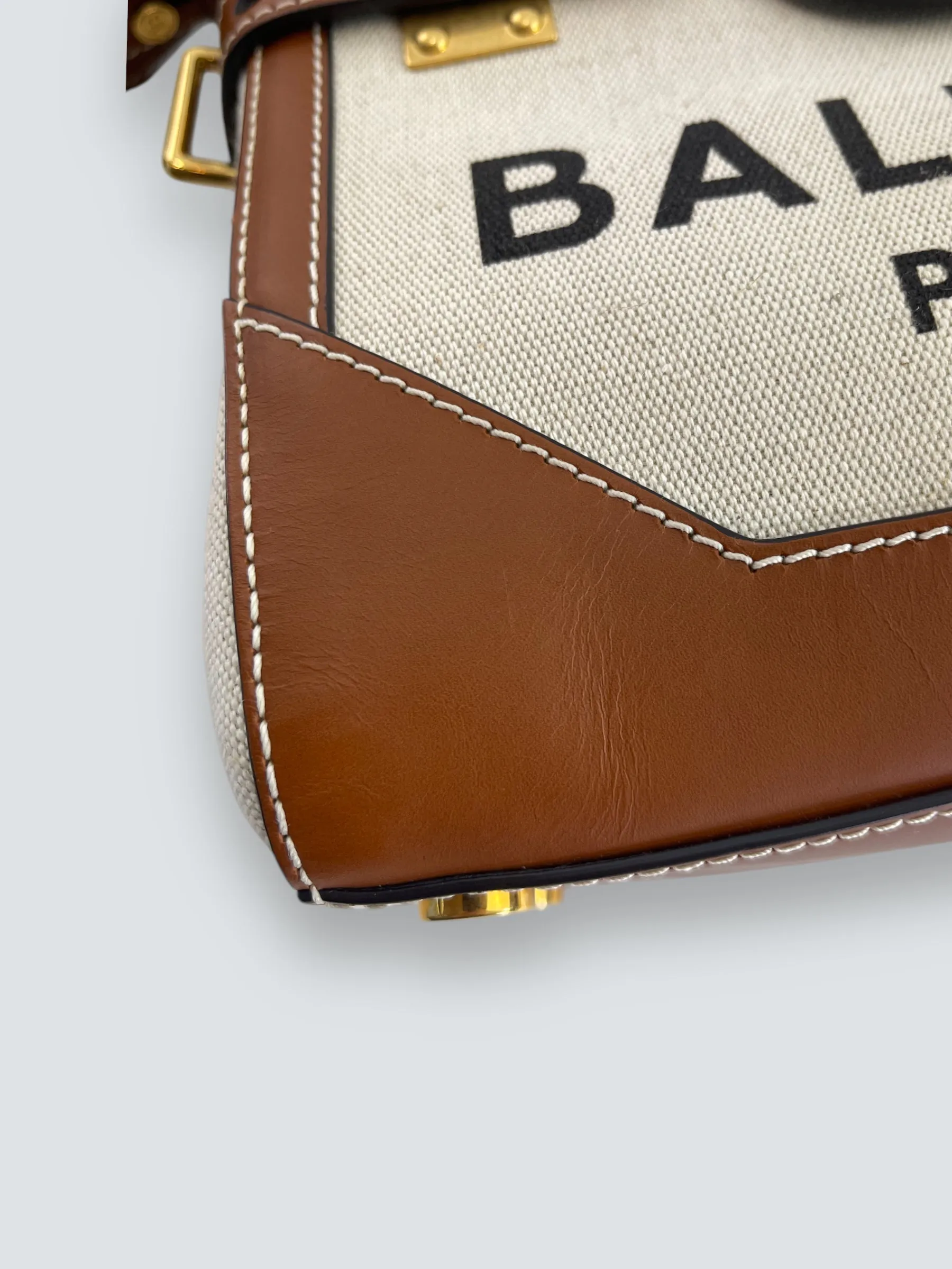 Balmain Cream Canvas & Tan Leather B-Buzz 23 Shoulder Bag