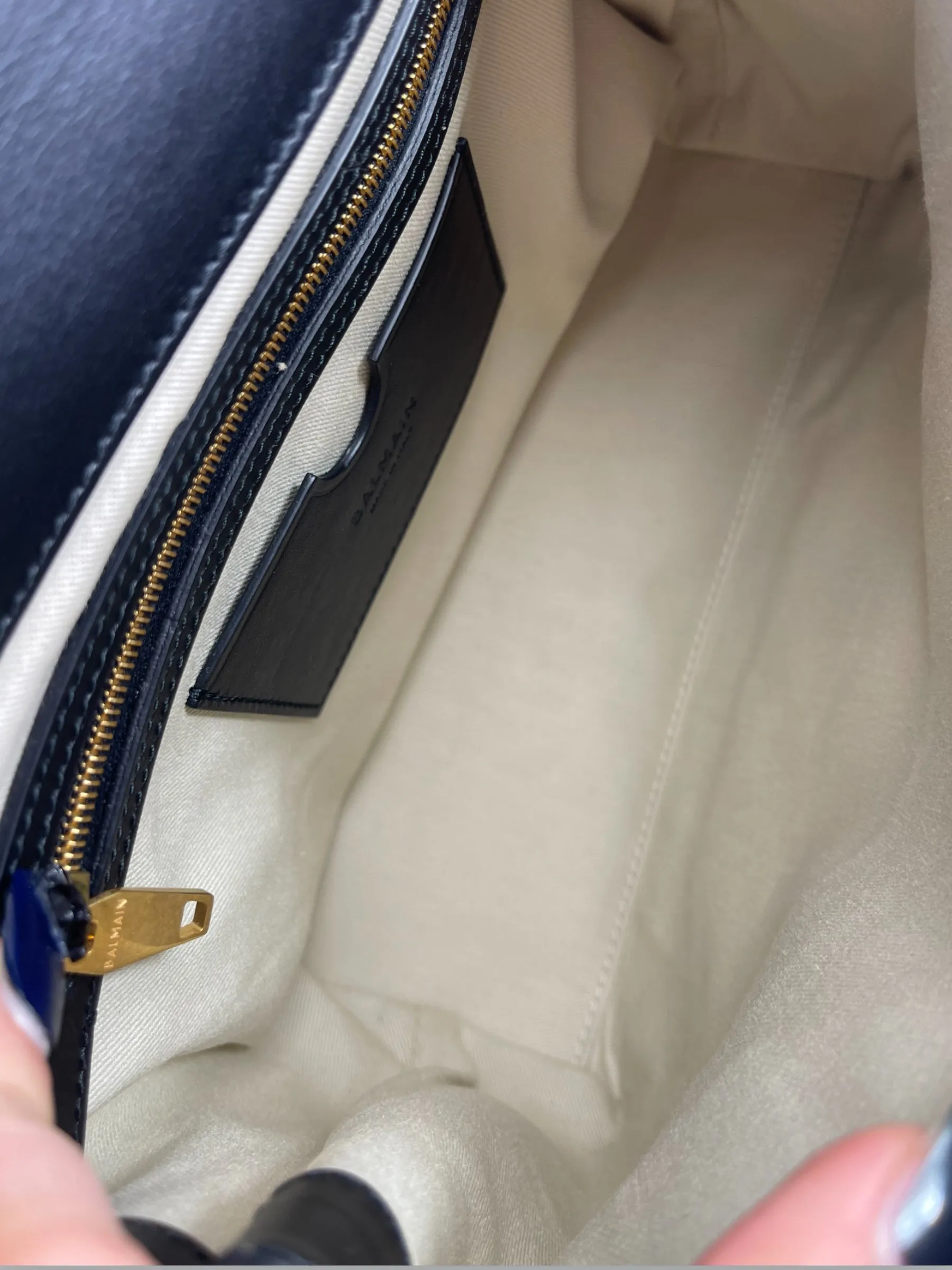 Balmain Cream Canvas & Tan Leather B-Buzz 23 Shoulder Bag
