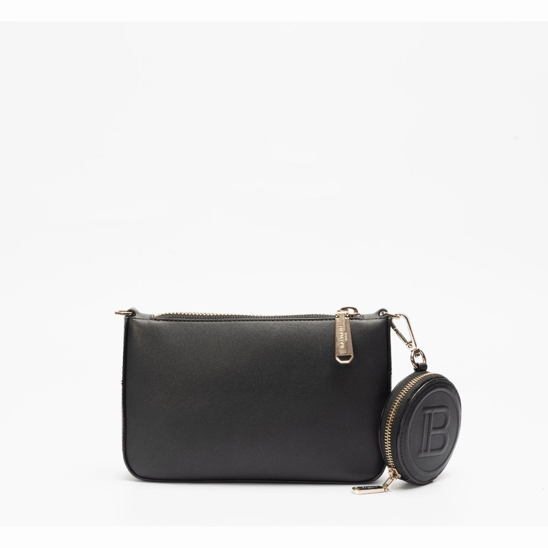Balmain Black Gold-tone Logo Crossbody Bag