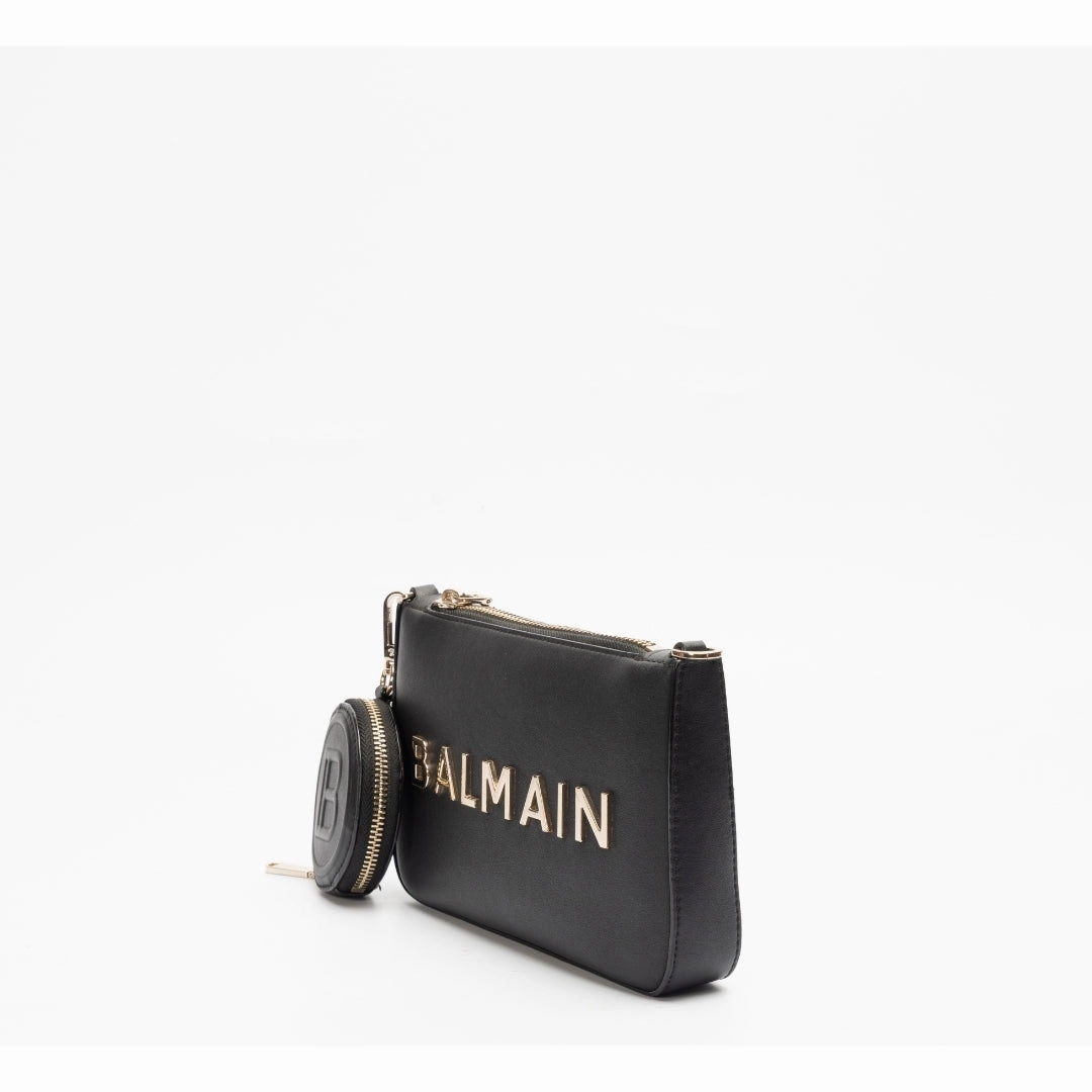 Balmain Black Gold-tone Logo Crossbody Bag