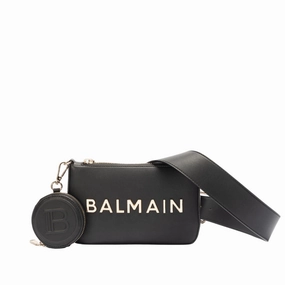 Balmain Black Gold-tone Logo Crossbody Bag