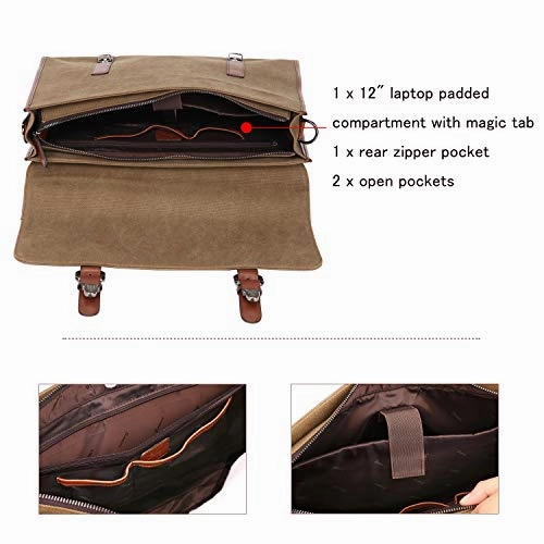 Banuce 13.3 inch Laptop Messenger Bag for Men Vintage Canvas Briefcase Tote Tablet Satchel Shoulder