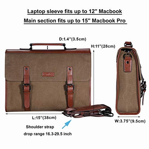 Banuce 13.3 inch Laptop Messenger Bag for Men Vintage Canvas Briefcase Tote Tablet Satchel Shoulder
