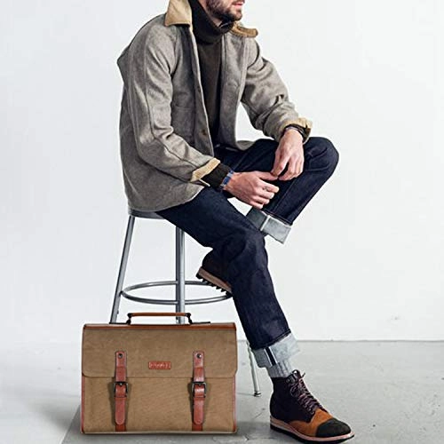 Banuce 13.3 inch Laptop Messenger Bag for Men Vintage Canvas Briefcase Tote Tablet Satchel Shoulder