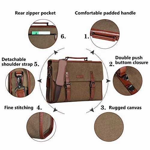 Banuce 13.3 inch Laptop Messenger Bag for Men Vintage Canvas Briefcase Tote Tablet Satchel Shoulder