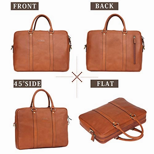 Banuce Vintage Full Grain Italian Leather Briefcase for Men Business Tote Messenger Satchel Bag