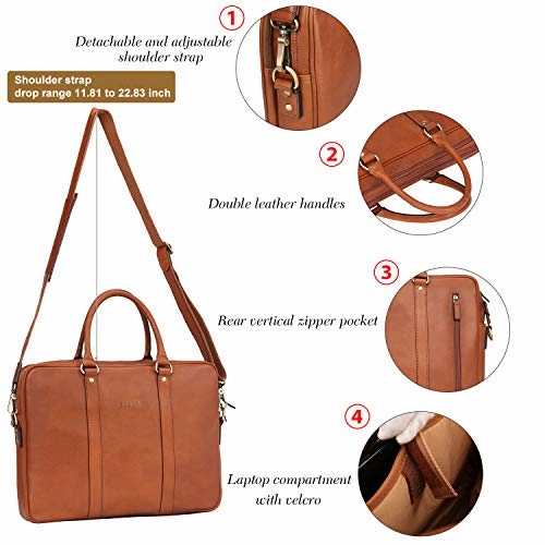 Banuce Vintage Full Grain Italian Leather Briefcase for Men Business Tote Messenger Satchel Bag