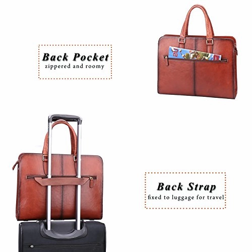 Banuce Vintage Full Grains Italian Leather Briefcase for Women Tote Handbag Attache Case 14 Inch