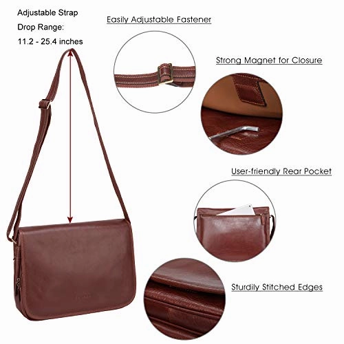 Banuce Vintage Full Grains Italian Leather Messenger Bag for Men Shoulder Crossbody Briefcase