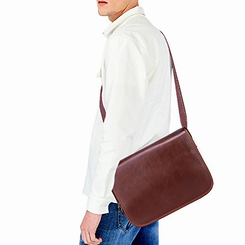Banuce Vintage Full Grains Italian Leather Messenger Bag for Men Shoulder Crossbody Briefcase