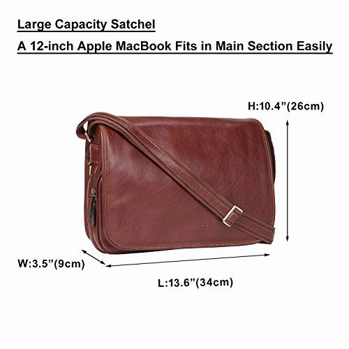 Banuce Vintage Full Grains Italian Leather Messenger Bag for Men Shoulder Crossbody Briefcase
